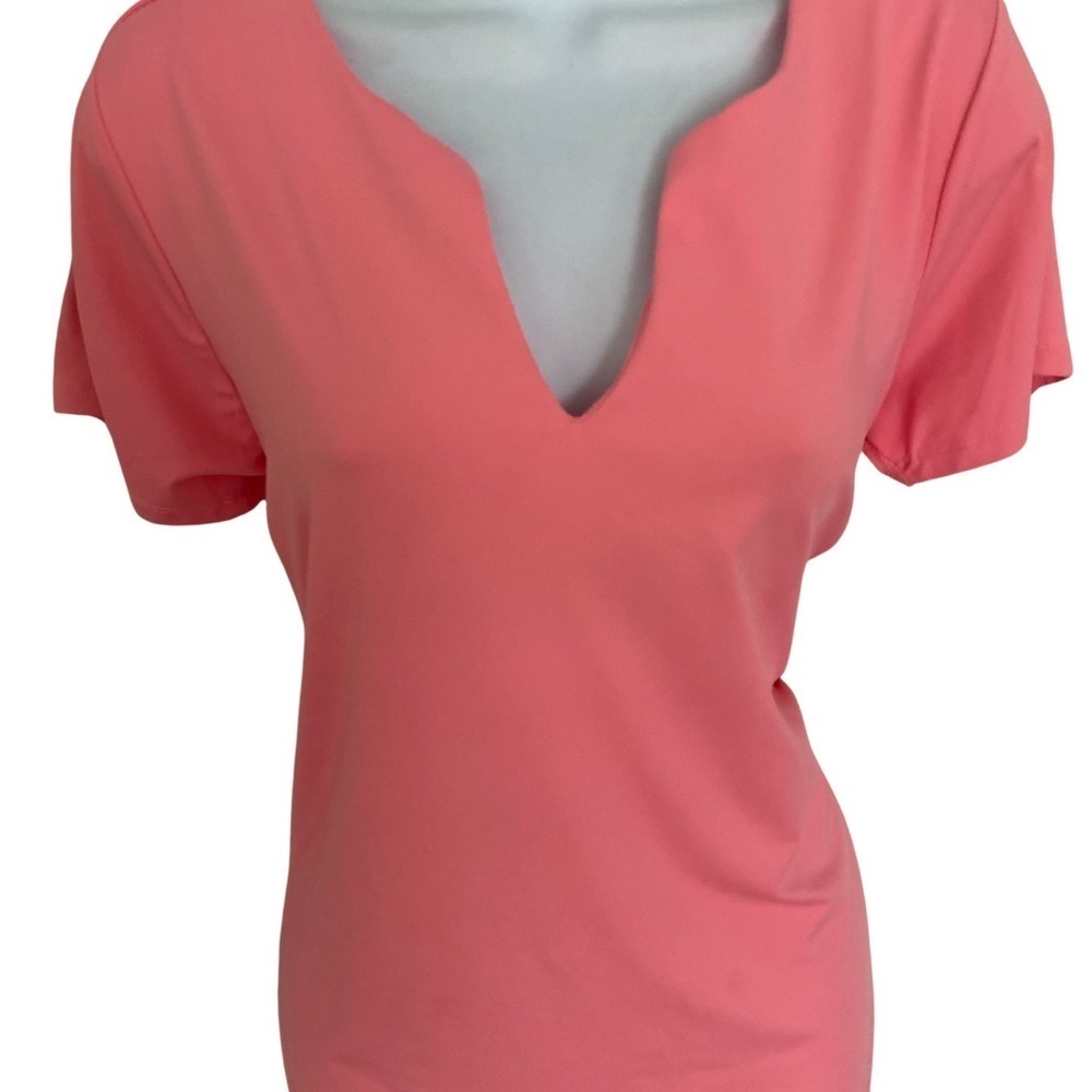 Lulu B Melon V Neck Blouse - L melon , nylon spandex - Picture 3 of 5